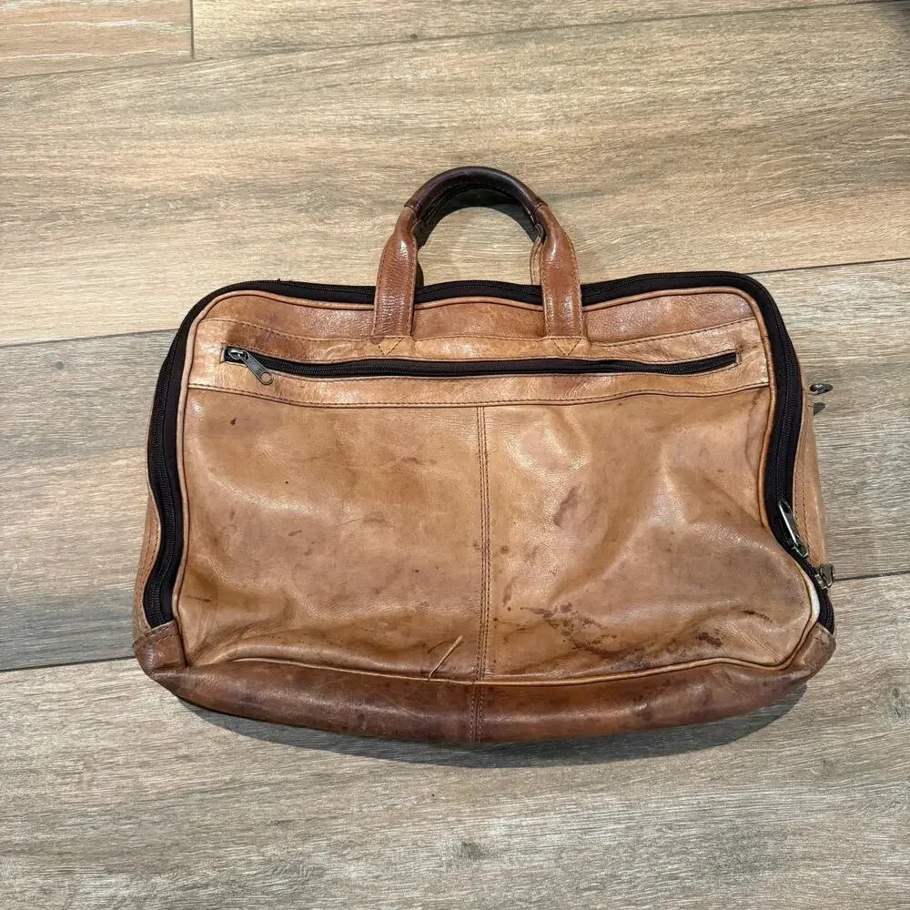 Ansun Brown Leather Laptop Bag